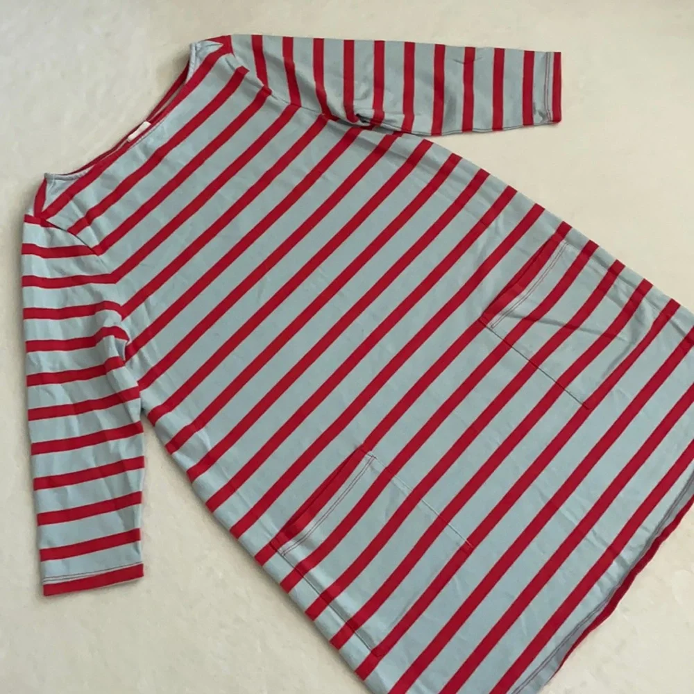 The Nines by Hatch | Cotton 3/4 Sleeve Nautical Stripe Maternity Mini Dress (XS) - Picture 2 of 16